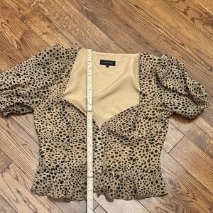 MAJORELLE Tan Leopard Print Blouse